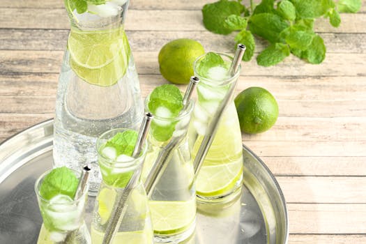 refreshing glass of water with lemon slices