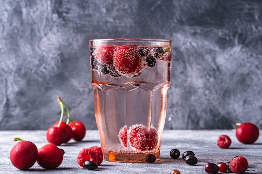 sparkling water with berries