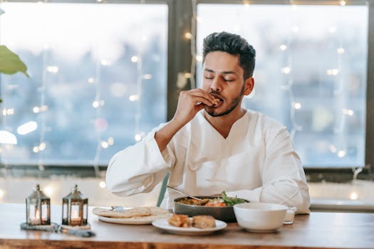 man enjoying a healthy meal