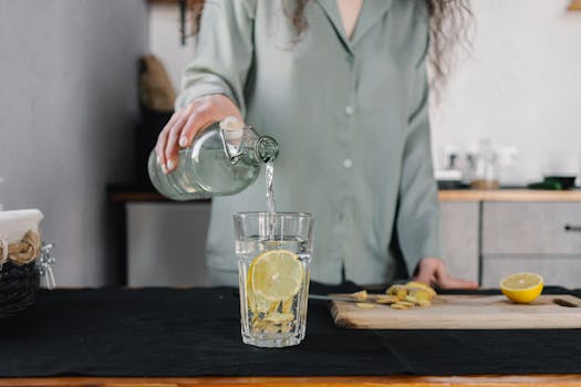 refreshing water with lemon