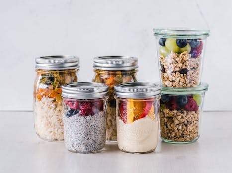 Healthy meal prep with containers