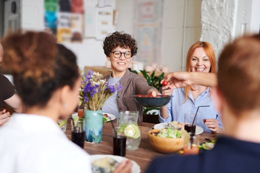 person enjoying dinner with family