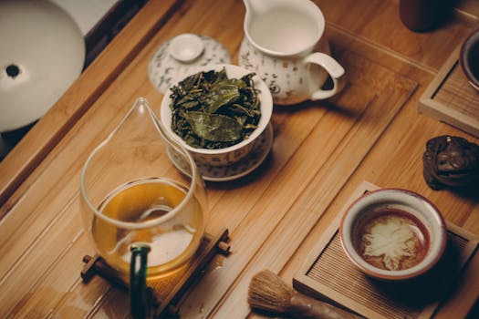 a cup of steaming green tea