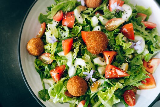 delicious green salad with tomato